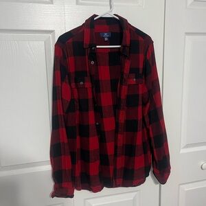 George Red and Black Plaid Casual Button Down Shirt